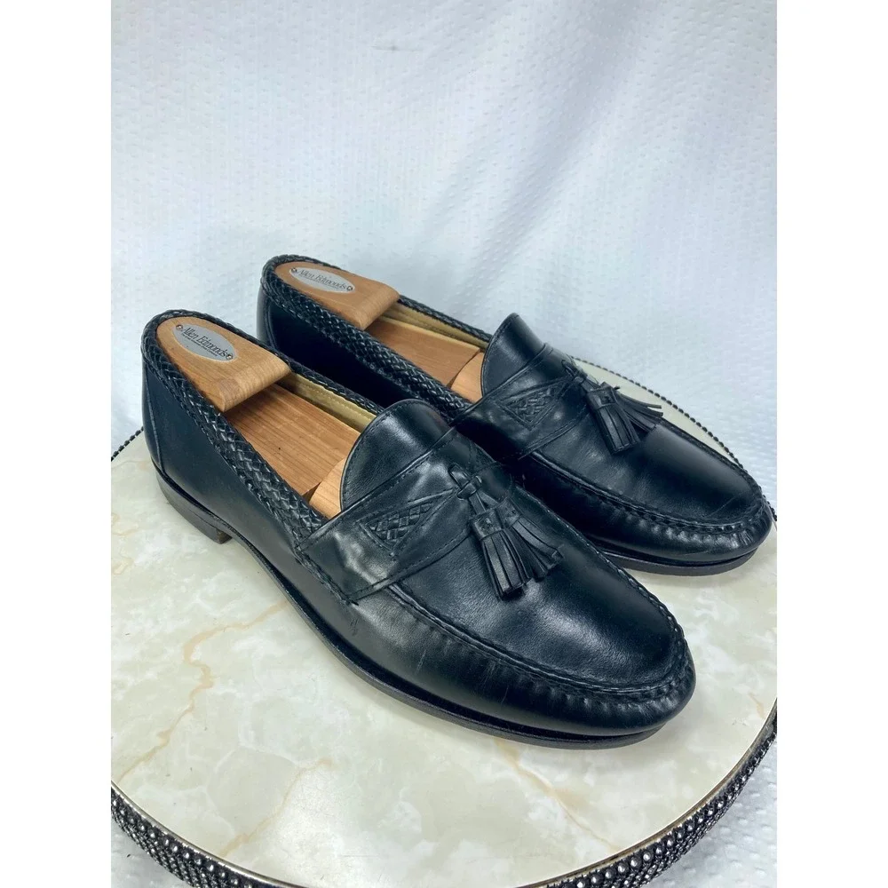 Allen Edmonds Maxfield Braided Tassel Loafers Men 11 Black Leather Classic Shoes